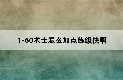 1-60术士怎么加点练级快啊