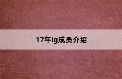 17年ig成员介绍