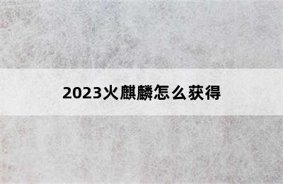 2023火麒麟怎么获得