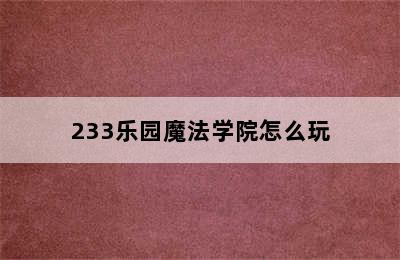 233乐园魔法学院怎么玩