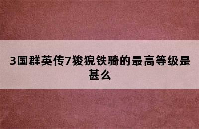 3国群英传7狻猊铁骑的最高等级是甚么