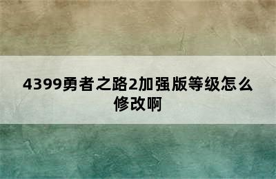 4399勇者之路2加强版等级怎么修改啊