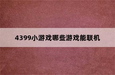 4399小游戏哪些游戏能联机