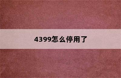 4399怎么停用了