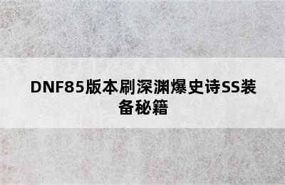 DNF85版本刷深渊爆史诗SS装备秘籍