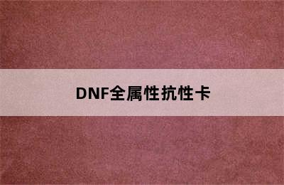 DNF全属性抗性卡