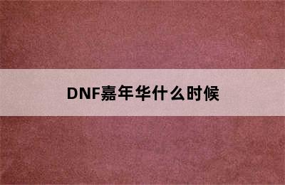 DNF嘉年华什么时候