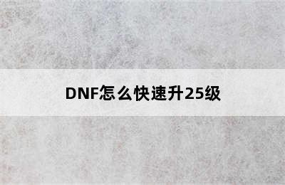 DNF怎么快速升25级