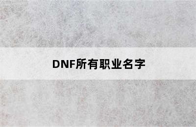 DNF所有职业名字