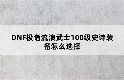 DNF极诣流浪武士100级史诗装备怎么选择