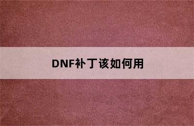 DNF补丁该如何用