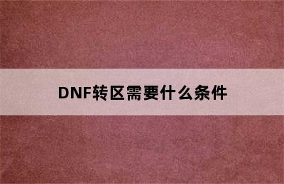 DNF转区需要什么条件