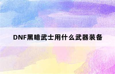 DNF黑暗武士用什么武器装备