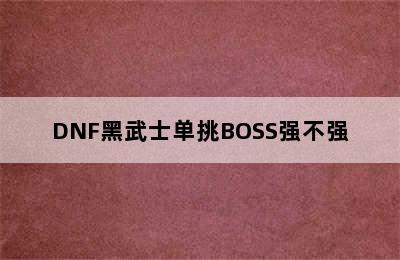 DNF黑武士单挑BOSS强不强