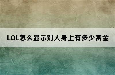 LOL怎么显示别人身上有多少赏金