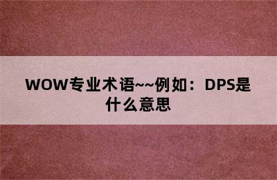 WOW专业术语~~例如：DPS是什么意思