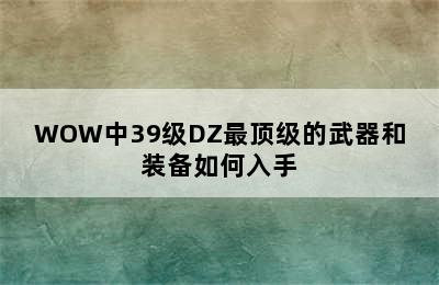 WOW中39级DZ最顶级的武器和装备如何入手