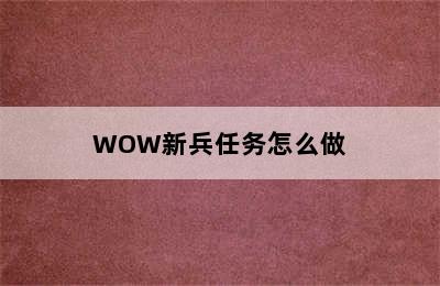 WOW新兵任务怎么做