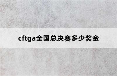 cftga全国总决赛多少奖金