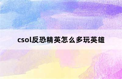 csol反恐精英怎么多玩英雄