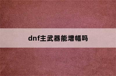 dnf主武器能增幅吗