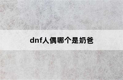 dnf人偶哪个是奶爸