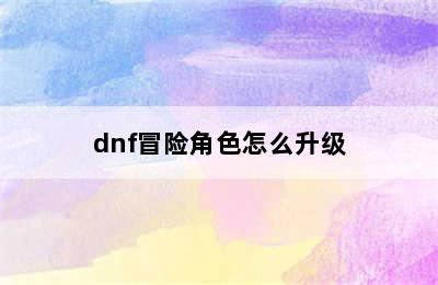 dnf冒险角色怎么升级