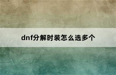 dnf分解时装怎么选多个