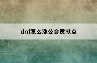 dnf怎么涨公会贡献点