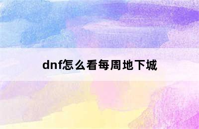 dnf怎么看每周地下城