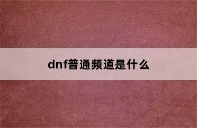 dnf普通频道是什么