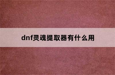 dnf灵魂提取器有什么用