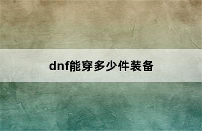 dnf能穿多少件装备