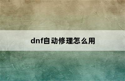 dnf自动修理怎么用