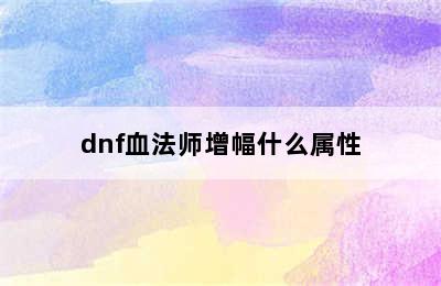 dnf血法师增幅什么属性