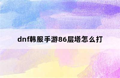 dnf韩服手游86层塔怎么打