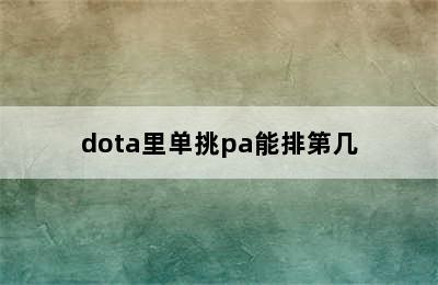 dota里单挑pa能排第几