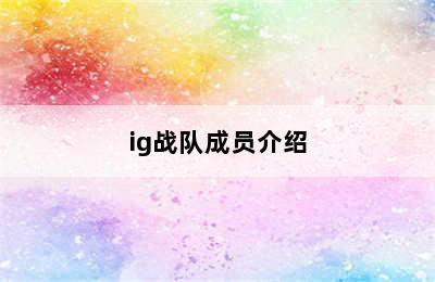 ig战队成员介绍