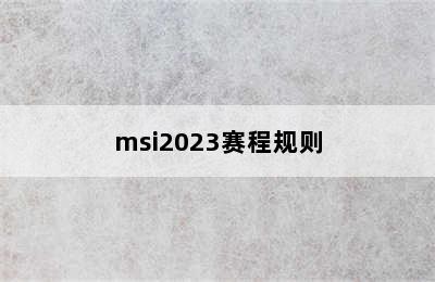 msi2023赛程规则