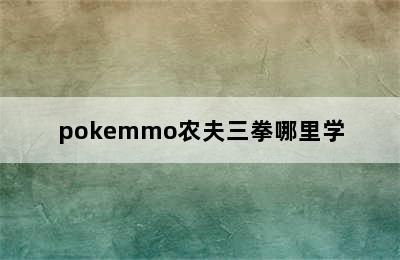 pokemmo农夫三拳哪里学