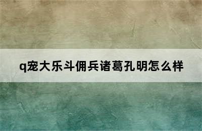 q宠大乐斗佣兵诸葛孔明怎么样