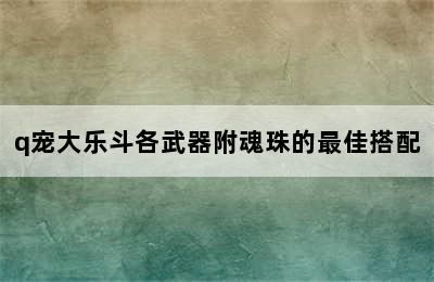 q宠大乐斗各武器附魂珠的最佳搭配