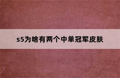 s5为啥有两个中单冠军皮肤