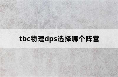 tbc物理dps选择哪个阵营