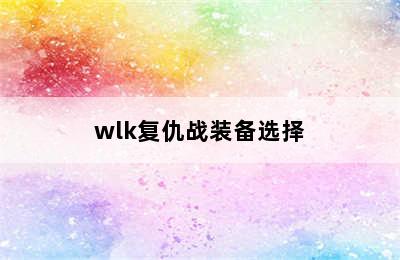 wlk复仇战装备选择