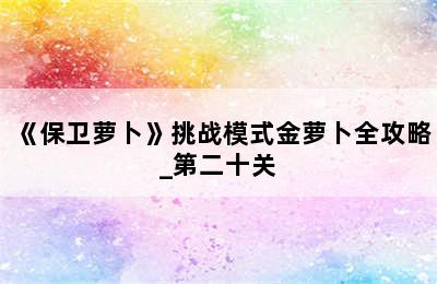 《保卫萝卜》挑战模式金萝卜全攻略_第二十关