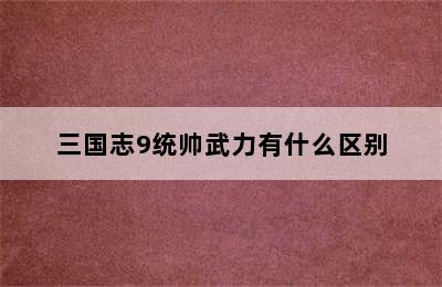 三国志9统帅武力有什么区别