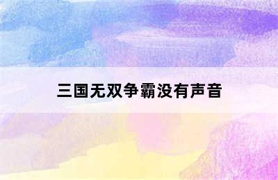 三国无双争霸没有声音