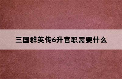 三国群英传6升官职需要什么