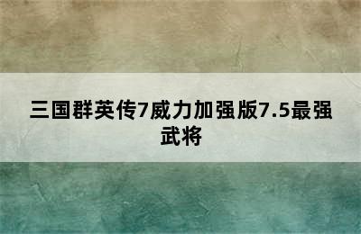 三国群英传7威力加强版7.5最强武将